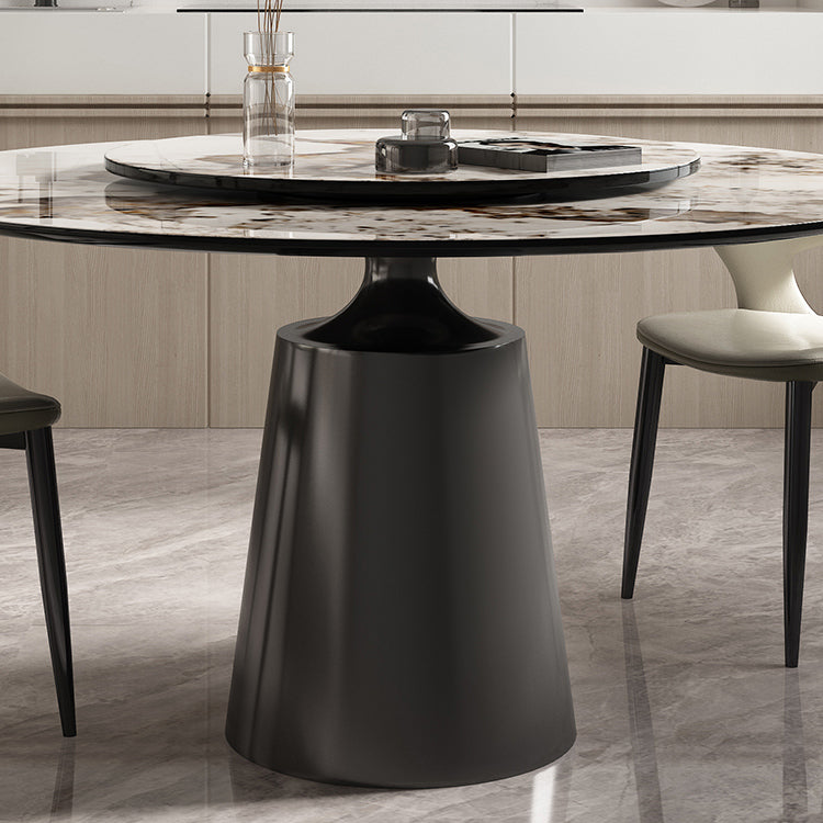 Traditional Luxury Round Dining Table Sintered Stone Table with Metal Pedestal Base Clearhalo ' dining_table' 'Dining Tables & Seating' 'Dining Tables' 'furn' 'furn_dining_table' 'Furniture' 'furniture_dining_table' 'Kitchen & Dining Furniture' 'kitchen&dining_furn' 'kitchen' 'kitchen_dining_table' 4247381