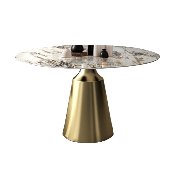 Traditional Luxury Round Dining Table Sintered Stone Table with Metal Pedestal Base Clearhalo ' dining_table' 'Dining Tables & Seating' 'Dining Tables' 'furn' 'furn_dining_table' 'Furniture' 'furniture_dining_table' 'Kitchen & Dining Furniture' 'kitchen&dining_furn' 'kitchen' 'kitchen_dining_table' 4247382