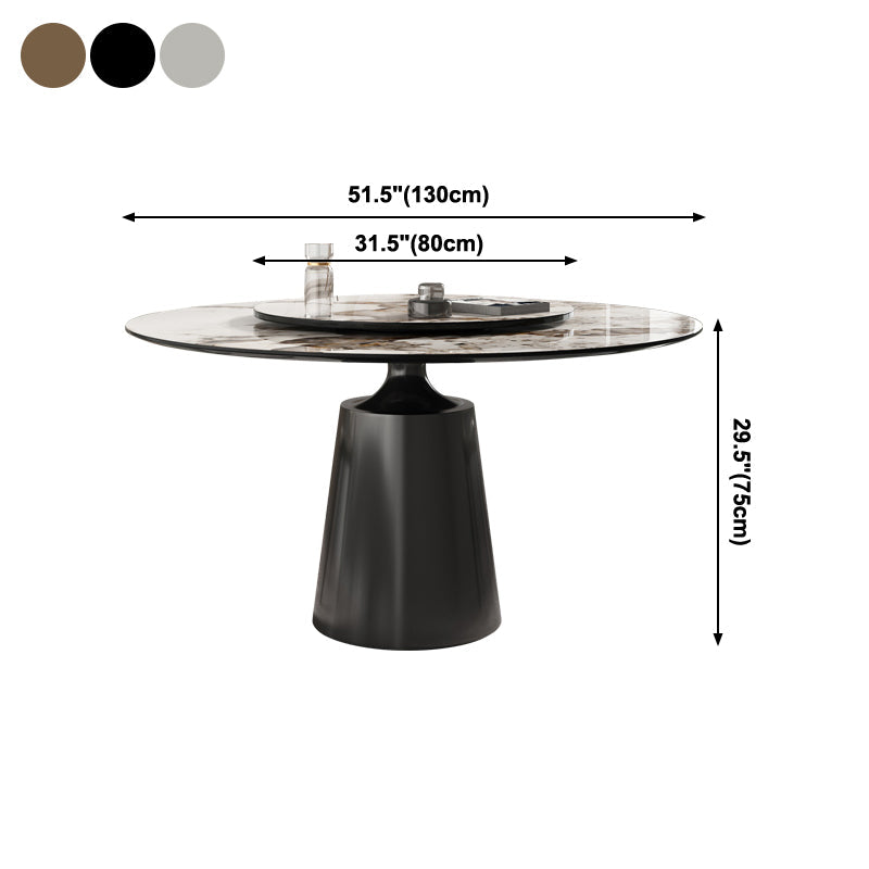 Traditional Luxury Round Dining Table Sintered Stone Table with Metal Pedestal Base Clearhalo ' dining_table' 'Dining Tables & Seating' 'Dining Tables' 'furn' 'furn_dining_table' 'Furniture' 'furniture_dining_table' 'Kitchen & Dining Furniture' 'kitchen&dining_furn' 'kitchen' 'kitchen_dining_table' 4247387