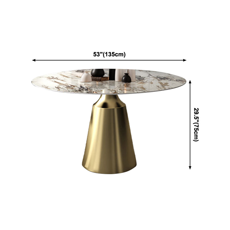 Traditional Luxury Round Dining Table Sintered Stone Table with Metal Pedestal Base Clearhalo ' dining_table' 'Dining Tables & Seating' 'Dining Tables' 'furn' 'furn_dining_table' 'Furniture' 'furniture_dining_table' 'Kitchen & Dining Furniture' 'kitchen&dining_furn' 'kitchen' 'kitchen_dining_table' 4247390