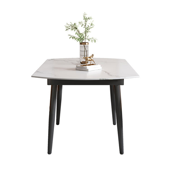 29.13''H Contemporary Round Dining Table Sintered Stone Table with 4 Black Metal Legs Clearhalo ' dining_table' 'Dining Tables & Seating' 'Dining Tables' 'furn' 'furn_dining_table' 'Furniture' 'furniture_dining_table' 'Kitchen & Dining Furniture' 'kitchen&dining_furn' 'kitchen' 'kitchen_dining_table' 4247401