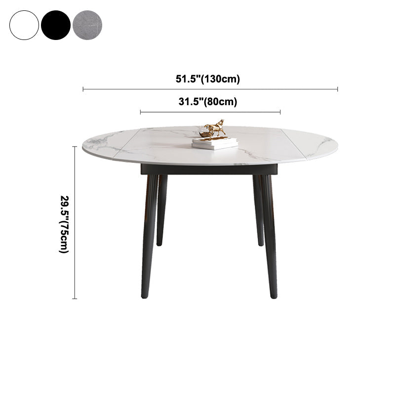 29.13''H Contemporary Round Dining Table Sintered Stone Table with 4 Black Metal Legs Clearhalo ' dining_table' 'Dining Tables & Seating' 'Dining Tables' 'furn' 'furn_dining_table' 'Furniture' 'furniture_dining_table' 'Kitchen & Dining Furniture' 'kitchen&dining_furn' 'kitchen' 'kitchen_dining_table' 4247405