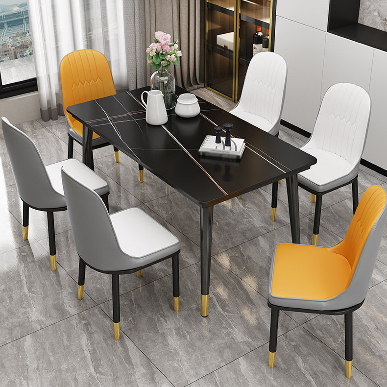 Industrial Kitchen Sintered Stone Table Standard Rectangle Dining Table with 4 Legs Base Clearhalo ' dining_table' 'Dining Tables & Seating' 'Dining Tables' 'furn' 'furn_dining_table' 'Furniture' 'furniture_dining_table' 'Kitchen & Dining Furniture' 'kitchen&dining_furn' 'kitchen' 'kitchen_dining_table' 4247409
