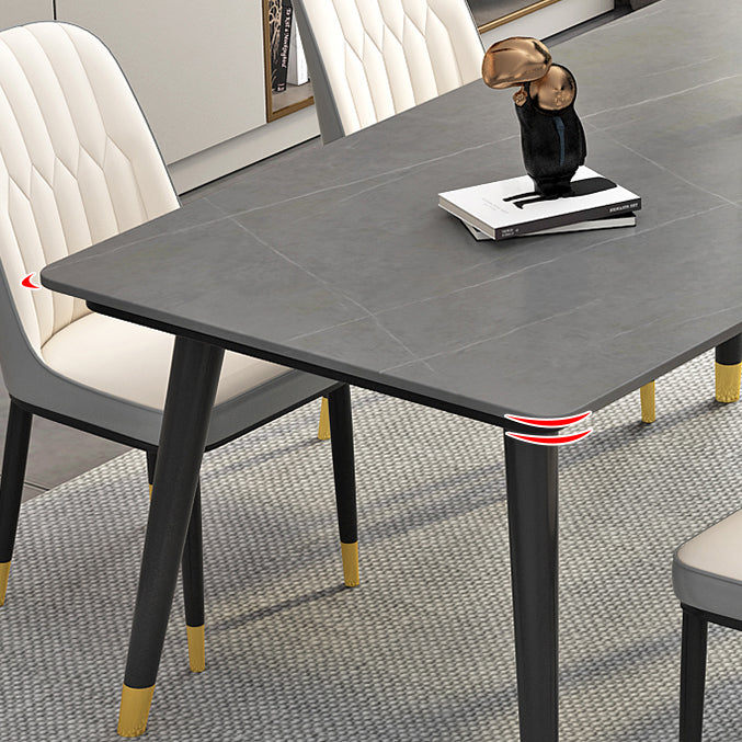 Industrial Kitchen Sintered Stone Table Standard Rectangle Dining Table with 4 Legs Base Clearhalo ' dining_table' 'Dining Tables & Seating' 'Dining Tables' 'furn' 'furn_dining_table' 'Furniture' 'furniture_dining_table' 'Kitchen & Dining Furniture' 'kitchen&dining_furn' 'kitchen' 'kitchen_dining_table' 4247411