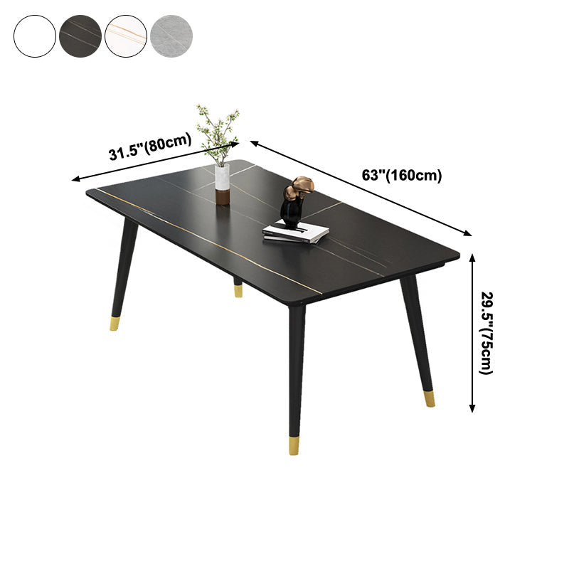 Industrial Kitchen Sintered Stone Table Standard Rectangle Dining Table with 4 Legs Base Clearhalo ' dining_table' 'Dining Tables & Seating' 'Dining Tables' 'furn' 'furn_dining_table' 'Furniture' 'furniture_dining_table' 'Kitchen & Dining Furniture' 'kitchen&dining_furn' 'kitchen' 'kitchen_dining_table' 4247419