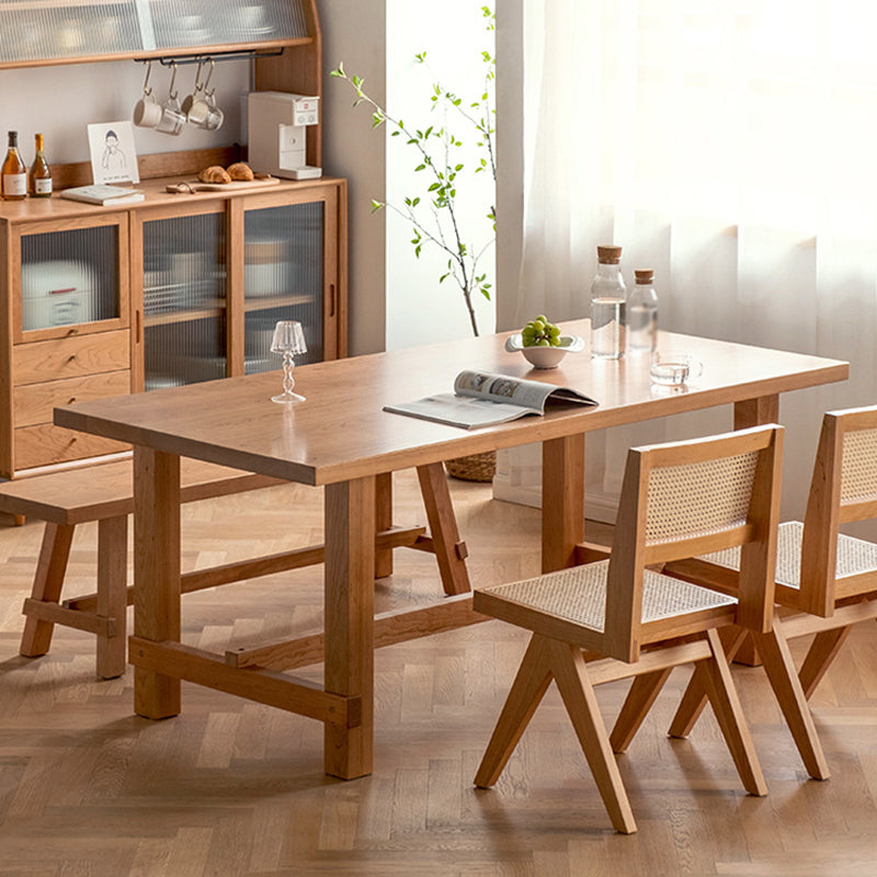 Rectangle Trestle Furniture Pine Solid Wood Dining Room Collection for Home Clearhalo ' dining_table' 'Dining Tables & Seating' 'Dining Tables' 'furn' 'furn_dining_table' 'Furniture' 'furniture_dining_table' 'Kitchen & Dining Furniture' 'kitchen&dining_furn' 'kitchen' 'kitchen_dining_table' 4247451