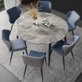 Modern Round Sintered Stone Table Standard Kitchen Dining Table in Gray Clearhalo ' dining_table' 'Dining Tables & Seating' 'Dining Tables' 'furn' 'furn_dining_table' 'Furniture' 'furniture_dining_table' 'Kitchen & Dining Furniture' 'kitchen&dining_furn' 'kitchen' 'kitchen_dining_table' 4247484
