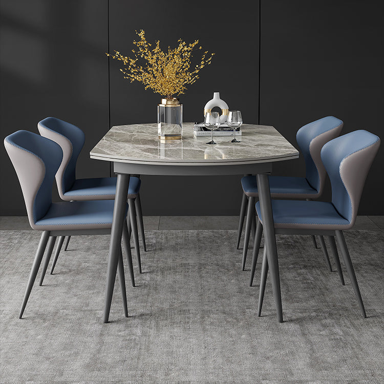 Modern Round Sintered Stone Table Standard Kitchen Dining Table in Gray Clearhalo ' dining_table' 'Dining Tables & Seating' 'Dining Tables' 'furn' 'furn_dining_table' 'Furniture' 'furniture_dining_table' 'Kitchen & Dining Furniture' 'kitchen&dining_furn' 'kitchen' 'kitchen_dining_table' 4247485