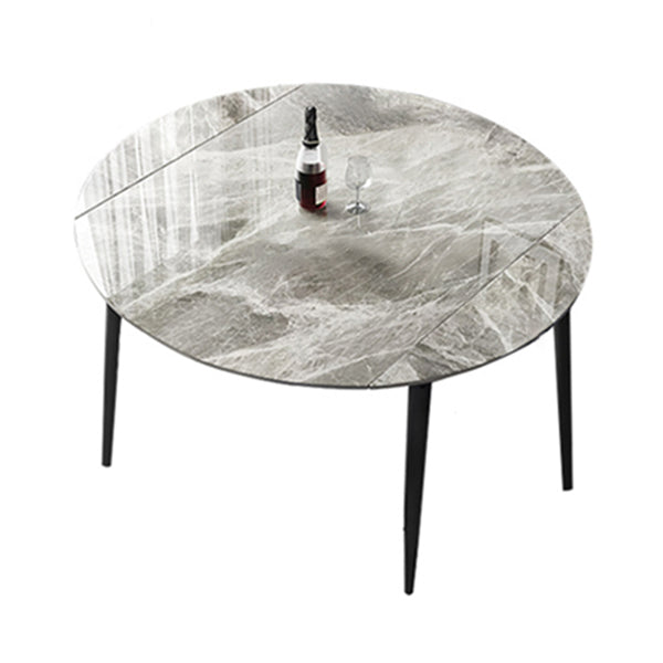 Modern Round Sintered Stone Table Standard Kitchen Dining Table in Gray Without Chairs Clearhalo ' dining_table' 'Dining Tables & Seating' 'Dining Tables' 'furn' 'furn_dining_table' 'Furniture' 'furniture_dining_table' 'Kitchen & Dining Furniture' 'kitchen&dining_furn' 'kitchen' 'kitchen_dining_table' 4247488