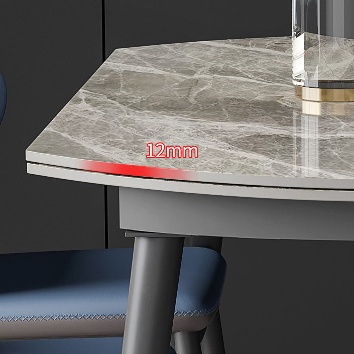 Modern Round Sintered Stone Table Standard Kitchen Dining Table in Gray Clearhalo ' dining_table' 'Dining Tables & Seating' 'Dining Tables' 'furn' 'furn_dining_table' 'Furniture' 'furniture_dining_table' 'Kitchen & Dining Furniture' 'kitchen&dining_furn' 'kitchen' 'kitchen_dining_table' 4247489