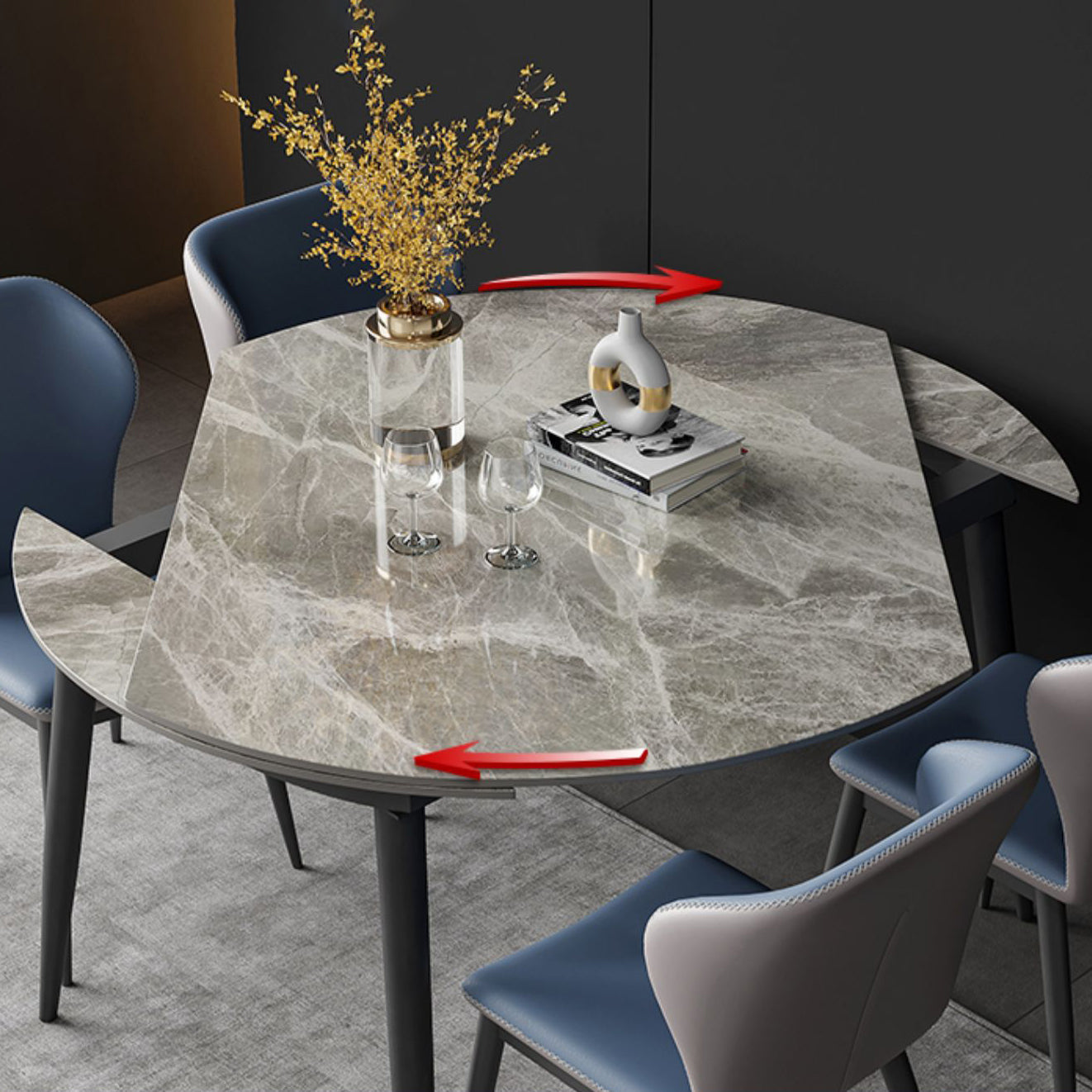 Modern Round Sintered Stone Table Standard Kitchen Dining Table in Gray Clearhalo ' dining_table' 'Dining Tables & Seating' 'Dining Tables' 'furn' 'furn_dining_table' 'Furniture' 'furniture_dining_table' 'Kitchen & Dining Furniture' 'kitchen&dining_furn' 'kitchen' 'kitchen_dining_table' 4247490