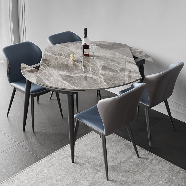 Modern Round Sintered Stone Table Standard Kitchen Dining Table in Gray Clearhalo ' dining_table' 'Dining Tables & Seating' 'Dining Tables' 'furn' 'furn_dining_table' 'Furniture' 'furniture_dining_table' 'Kitchen & Dining Furniture' 'kitchen&dining_furn' 'kitchen' 'kitchen_dining_table' 4247491