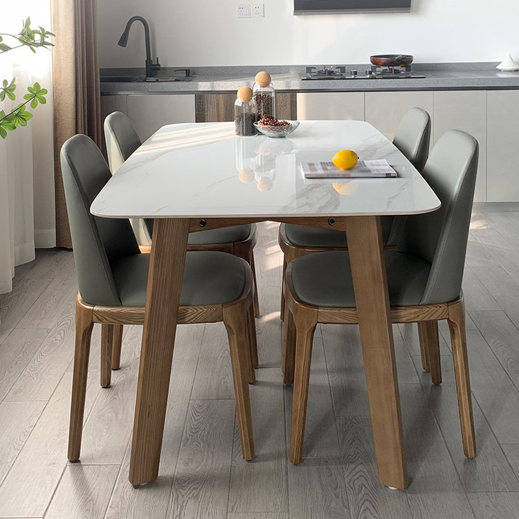 Contemporary Sintered Stone Dining Table Rectangle Shape Dining Table with 4 Legs Table Clearhalo ' dining_table' 'Dining Tables & Seating' 'Dining Tables' 'furn' 'furn_dining_table' 'Furniture' 'furniture_dining_table' 'Kitchen & Dining Furniture' 'kitchen&dining_furn' 'kitchen' 'kitchen_dining_table' 4247512