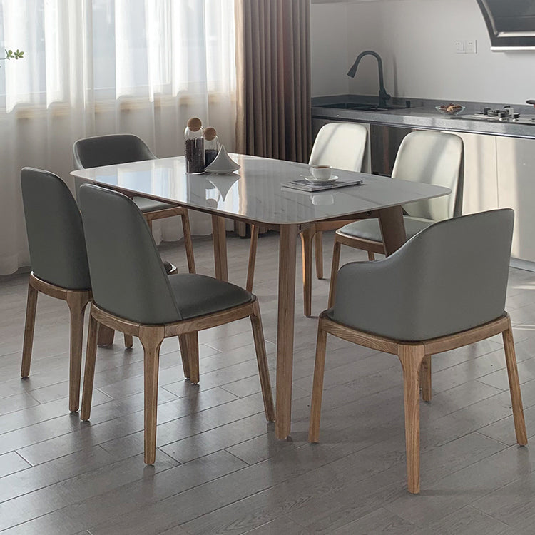 Contemporary Sintered Stone Dining Table Rectangle Shape Dining Table with 4 Legs Table Clearhalo ' dining_table' 'Dining Tables & Seating' 'Dining Tables' 'furn' 'furn_dining_table' 'Furniture' 'furniture_dining_table' 'Kitchen & Dining Furniture' 'kitchen&dining_furn' 'kitchen' 'kitchen_dining_table' 4247514