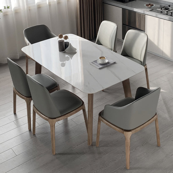Contemporary Sintered Stone Dining Table Rectangle Shape Dining Table with 4 Legs Table Clearhalo ' dining_table' 'Dining Tables & Seating' 'Dining Tables' 'furn' 'furn_dining_table' 'Furniture' 'furniture_dining_table' 'Kitchen & Dining Furniture' 'kitchen&dining_furn' 'kitchen' 'kitchen_dining_table' 4247521