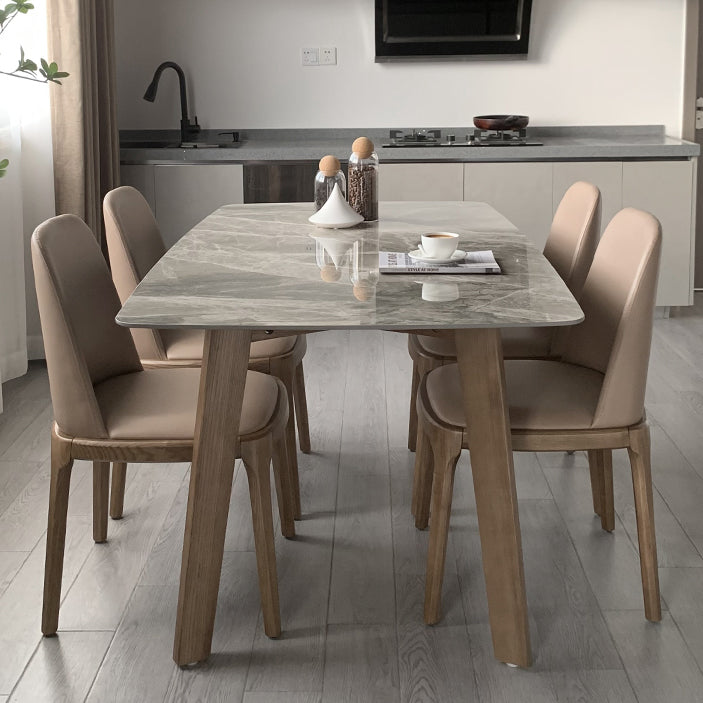 Contemporary Sintered Stone Dining Table Rectangle Shape Dining Table with 4 Legs Table Clearhalo ' dining_table' 'Dining Tables & Seating' 'Dining Tables' 'furn' 'furn_dining_table' 'Furniture' 'furniture_dining_table' 'Kitchen & Dining Furniture' 'kitchen&dining_furn' 'kitchen' 'kitchen_dining_table' 4247522