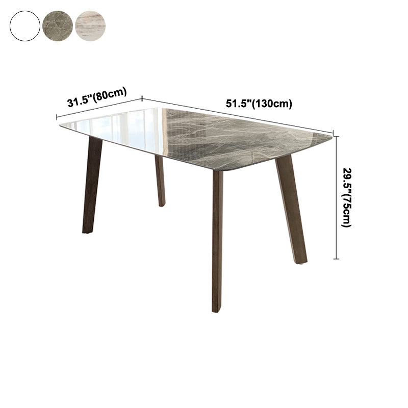 Contemporary Sintered Stone Dining Table Rectangle Shape Dining Table with 4 Legs Table Clearhalo ' dining_table' 'Dining Tables & Seating' 'Dining Tables' 'furn' 'furn_dining_table' 'Furniture' 'furniture_dining_table' 'Kitchen & Dining Furniture' 'kitchen&dining_furn' 'kitchen' 'kitchen_dining_table' 4247524