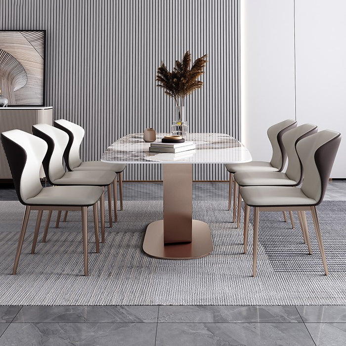 55.12''L Glam Sintered Stone Table Rectangle Dining Table for Kitchen Clearhalo ' dining_table' 'Dining Tables & Seating' 'Dining Tables' 'furn' 'furn_dining_table' 'Furniture' 'furniture_dining_table' 'Kitchen & Dining Furniture' 'kitchen&dining_furn' 'kitchen' 'kitchen_dining_table' 4247530