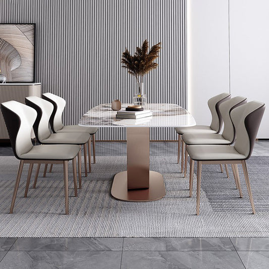 55.12''L Glam Sintered Stone Table Rectangle Dining Table for Kitchen Clearhalo ' dining_table' 'Dining Tables & Seating' 'Dining Tables' 'furn' 'furn_dining_table' 'Furniture' 'furniture_dining_table' 'Kitchen & Dining Furniture' 'kitchen&dining_furn' 'kitchen' 'kitchen_dining_table' 4247530