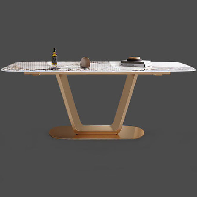 55.12''L Glam Sintered Stone Table Rectangle Dining Table for Kitchen Gold Without Chairs Clearhalo ' dining_table' 'Dining Tables & Seating' 'Dining Tables' 'furn' 'furn_dining_table' 'Furniture' 'furniture_dining_table' 'Kitchen & Dining Furniture' 'kitchen&dining_furn' 'kitchen' 'kitchen_dining_table' 4247538