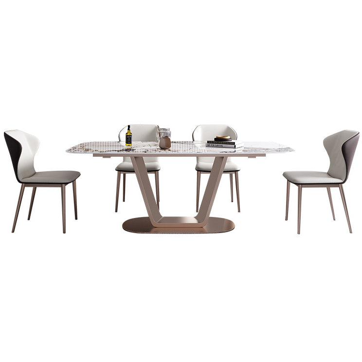 55.12''L Glam Sintered Stone Table Rectangle Dining Table for Kitchen Clearhalo ' dining_table' 'Dining Tables & Seating' 'Dining Tables' 'furn' 'furn_dining_table' 'Furniture' 'furniture_dining_table' 'Kitchen & Dining Furniture' 'kitchen&dining_furn' 'kitchen' 'kitchen_dining_table' 4247540