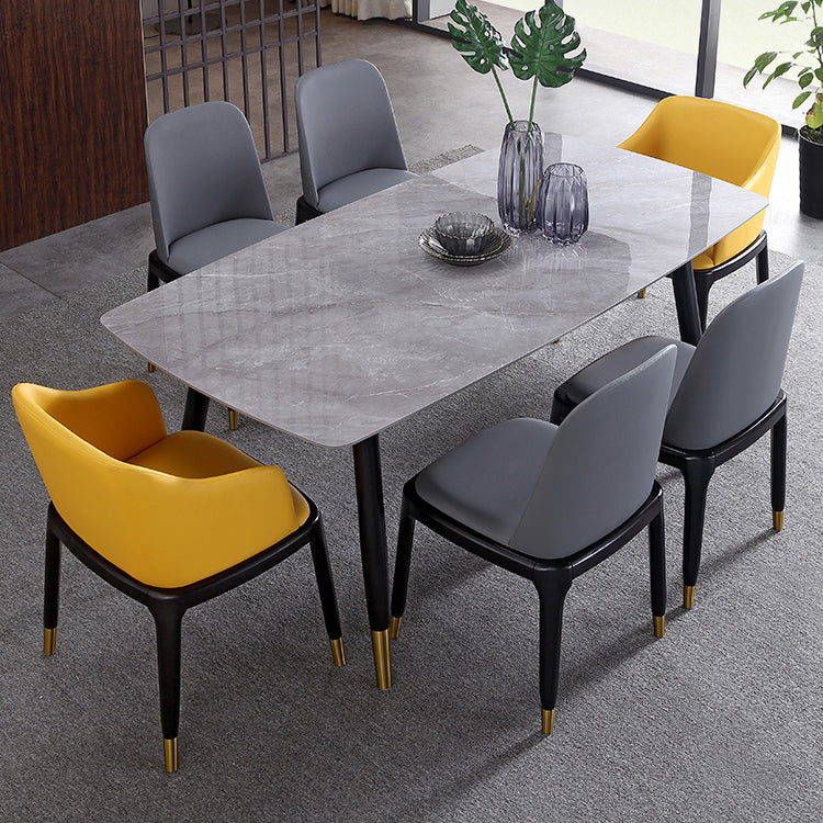 Rectangle Luxury Dining Table Grey Tone Fixed Table with Sintered Stone Clearhalo ' dining_table' 'Dining Tables & Seating' 'Dining Tables' 'furn' 'furn_dining_table' 'Furniture' 'furniture_dining_table' 'Kitchen & Dining Furniture' 'kitchen&dining_furn' 'kitchen' 'kitchen_dining_table' 4247542