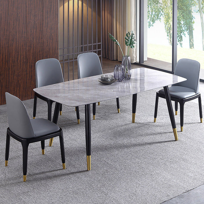 Rectangle Luxury Dining Table Grey Tone Fixed Table with Sintered Stone Clearhalo ' dining_table' 'Dining Tables & Seating' 'Dining Tables' 'furn' 'furn_dining_table' 'Furniture' 'furniture_dining_table' 'Kitchen & Dining Furniture' 'kitchen&dining_furn' 'kitchen' 'kitchen_dining_table' 4247543