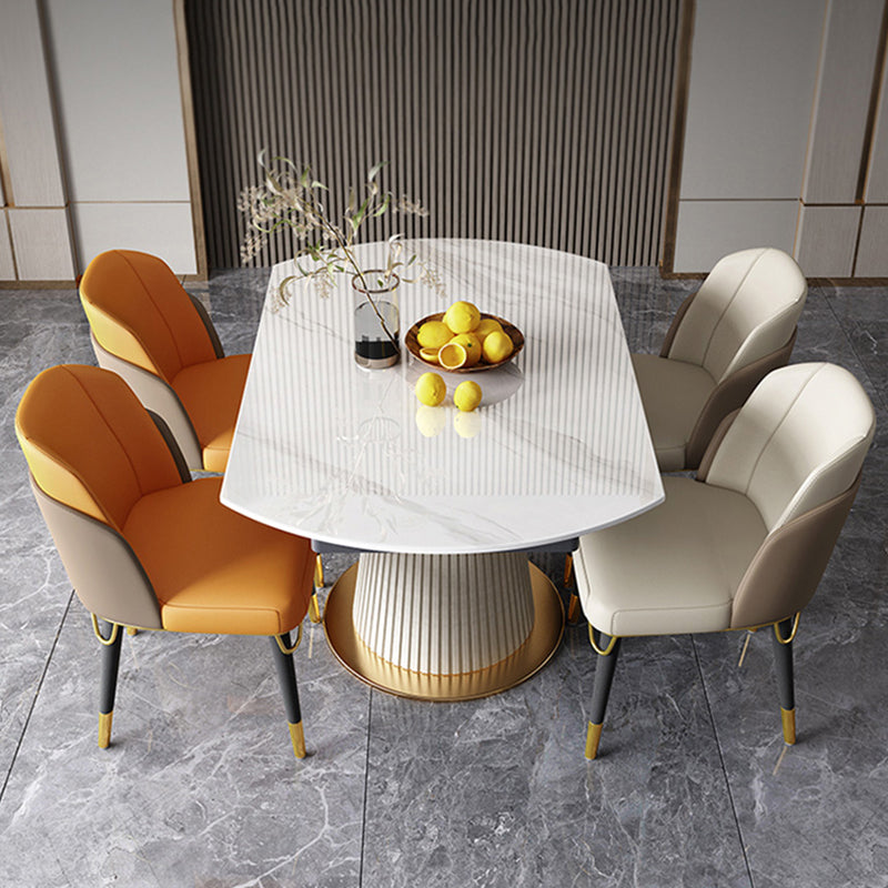 Glam Round Shape Dining Table Standard Sintered Stone Dining Table with Pedestal Base Clearhalo ' dining_table' 'Dining Tables & Seating' 'Dining Tables' 'furn' 'furn_dining_table' 'Furniture' 'furniture_dining_table' 'Kitchen & Dining Furniture' 'kitchen&dining_furn' 'kitchen' 'kitchen_dining_table' 4247558