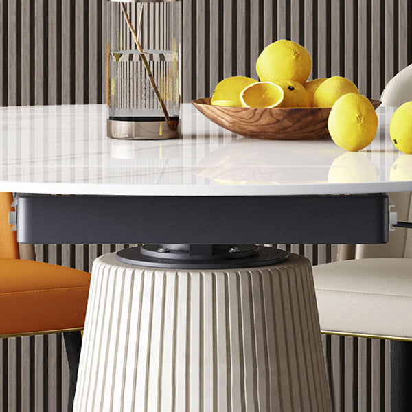 Glam Round Shape Dining Table Standard Sintered Stone Dining Table with Pedestal Base Clearhalo ' dining_table' 'Dining Tables & Seating' 'Dining Tables' 'furn' 'furn_dining_table' 'Furniture' 'furniture_dining_table' 'Kitchen & Dining Furniture' 'kitchen&dining_furn' 'kitchen' 'kitchen_dining_table' 4247564
