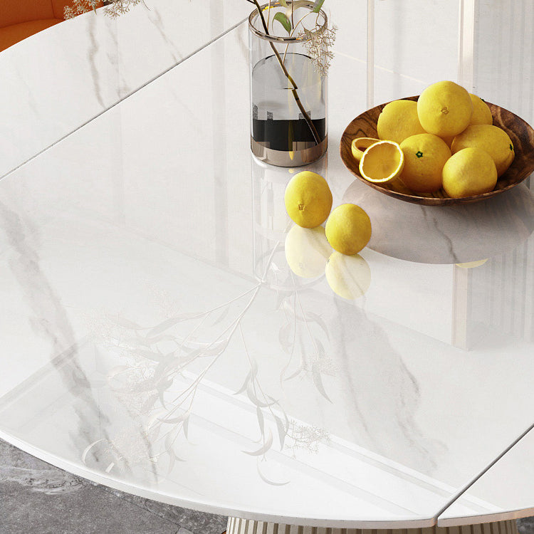 Glam Round Shape Dining Table Standard Sintered Stone Dining Table with Pedestal Base Clearhalo ' dining_table' 'Dining Tables & Seating' 'Dining Tables' 'furn' 'furn_dining_table' 'Furniture' 'furniture_dining_table' 'Kitchen & Dining Furniture' 'kitchen&dining_furn' 'kitchen' 'kitchen_dining_table' 4247566