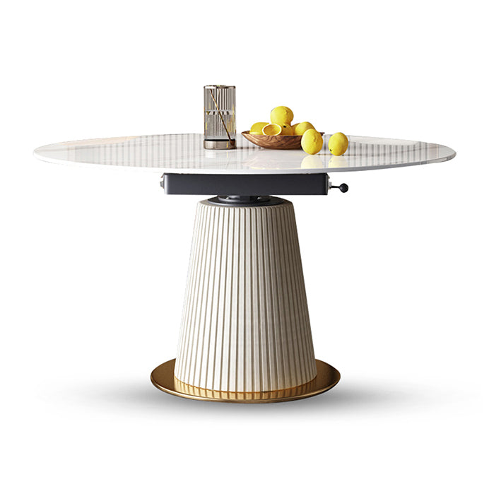 Glam Round Shape Dining Table Standard Sintered Stone Dining Table with Pedestal Base Clearhalo ' dining_table' 'Dining Tables & Seating' 'Dining Tables' 'furn' 'furn_dining_table' 'Furniture' 'furniture_dining_table' 'Kitchen & Dining Furniture' 'kitchen&dining_furn' 'kitchen' 'kitchen_dining_table' 4247567