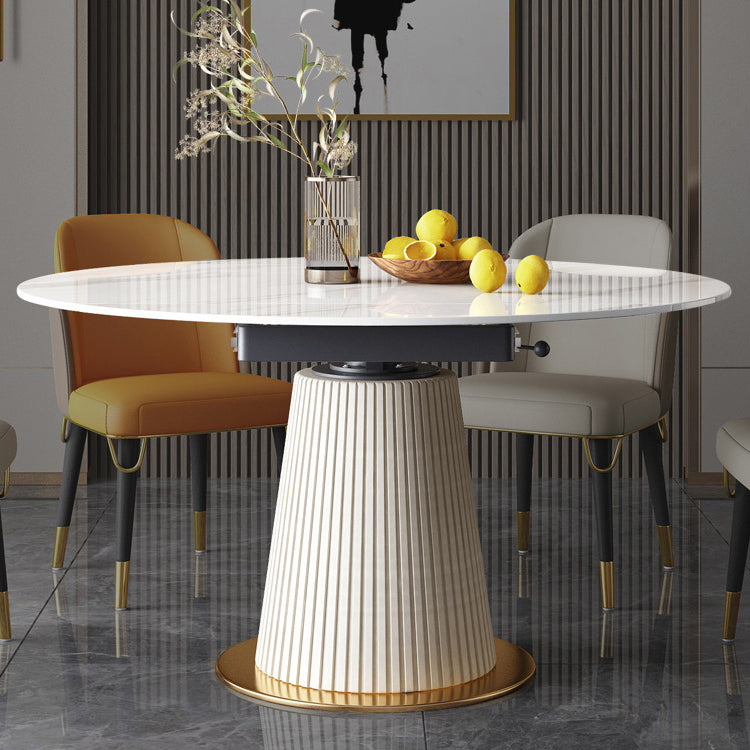 Glam Round Shape Dining Table Standard Sintered Stone Dining Table with Pedestal Base Clearhalo ' dining_table' 'Dining Tables & Seating' 'Dining Tables' 'furn' 'furn_dining_table' 'Furniture' 'furniture_dining_table' 'Kitchen & Dining Furniture' 'kitchen&dining_furn' 'kitchen' 'kitchen_dining_table' 4247568