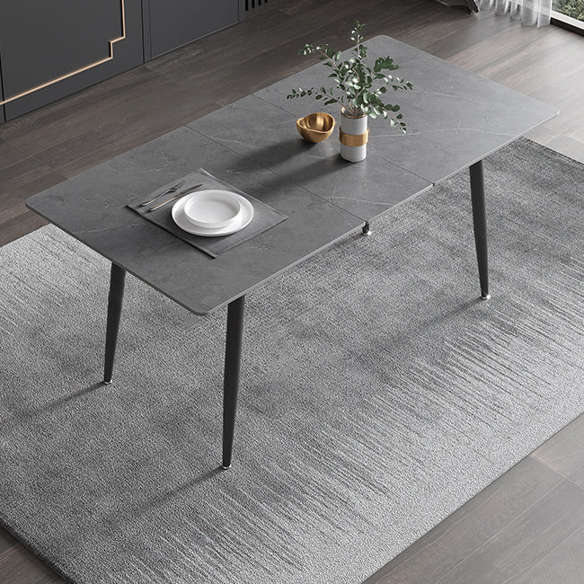 31.5''W Industrial Extendable Rectangle Table Sintered Stone Dining Table for Kitchen Gray Without Chairs Clearhalo ' dining_table' 'Dining Tables & Seating' 'Dining Tables' 'furn' 'furn_dining_table' 'Furniture' 'furniture_dining_table' 'Kitchen & Dining Furniture' 'kitchen&dining_furn' 'kitchen' 'kitchen_dining_table' 4247605