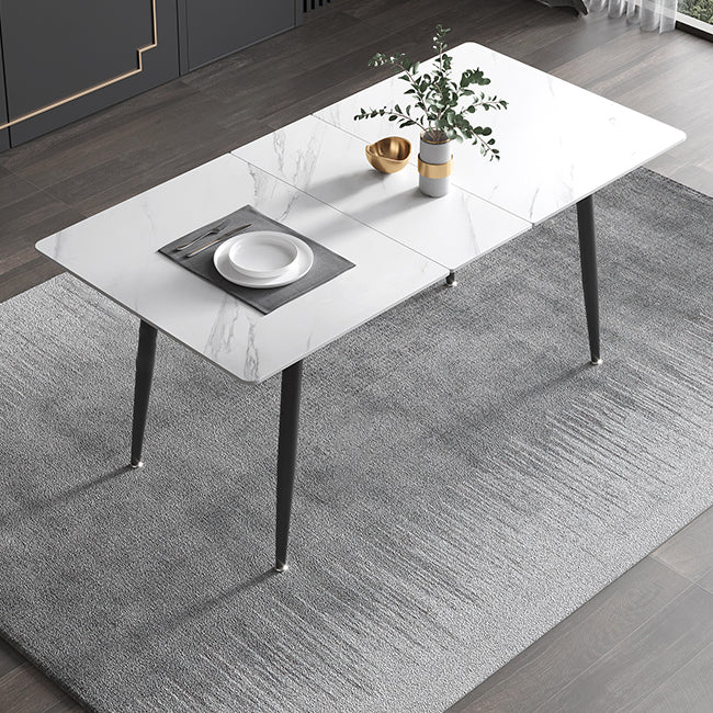 31.5''W Industrial Extendable Rectangle Table Sintered Stone Dining Table for Kitchen Clearhalo ' dining_table' 'Dining Tables & Seating' 'Dining Tables' 'furn' 'furn_dining_table' 'Furniture' 'furniture_dining_table' 'Kitchen & Dining Furniture' 'kitchen&dining_furn' 'kitchen' 'kitchen_dining_table' 4247606