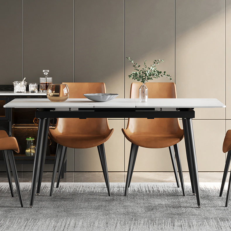 31.5''W Industrial Extendable Rectangle Table Sintered Stone Dining Table for Kitchen Clearhalo ' dining_table' 'Dining Tables & Seating' 'Dining Tables' 'furn' 'furn_dining_table' 'Furniture' 'furniture_dining_table' 'Kitchen & Dining Furniture' 'kitchen&dining_furn' 'kitchen' 'kitchen_dining_table' 4247609