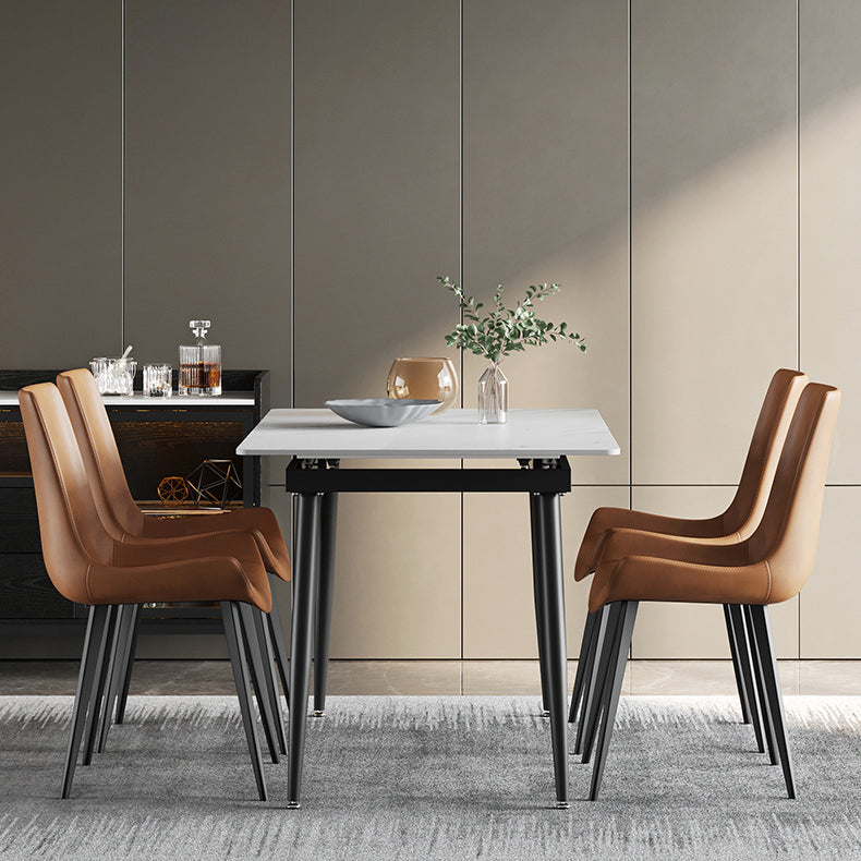 31.5''W Industrial Extendable Rectangle Table Sintered Stone Dining Table for Kitchen Clearhalo ' dining_table' 'Dining Tables & Seating' 'Dining Tables' 'furn' 'furn_dining_table' 'Furniture' 'furniture_dining_table' 'Kitchen & Dining Furniture' 'kitchen&dining_furn' 'kitchen' 'kitchen_dining_table' 4247610