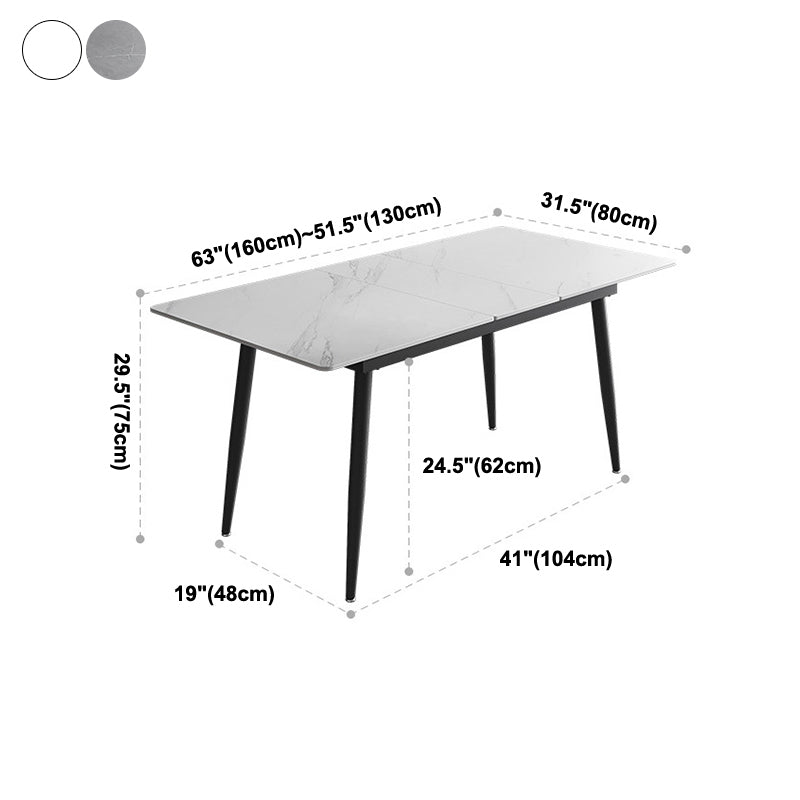 31.5''W Industrial Extendable Rectangle Table Sintered Stone Dining Table for Kitchen Clearhalo ' dining_table' 'Dining Tables & Seating' 'Dining Tables' 'furn' 'furn_dining_table' 'Furniture' 'furniture_dining_table' 'Kitchen & Dining Furniture' 'kitchen&dining_furn' 'kitchen' 'kitchen_dining_table' 4247611