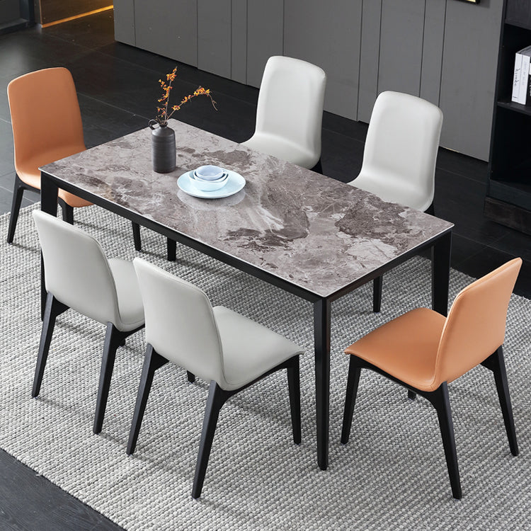 Sintered Stone Grey Tone Table Mid-Century 4 Legs Table for Dining Room Clearhalo ' dining_table' 'Dining Tables & Seating' 'Dining Tables' 'furn' 'furn_dining_table' 'Furniture' 'furniture_dining_table' 'Kitchen & Dining Furniture' 'kitchen&dining_furn' 'kitchen' 'kitchen_dining_table' 4247612