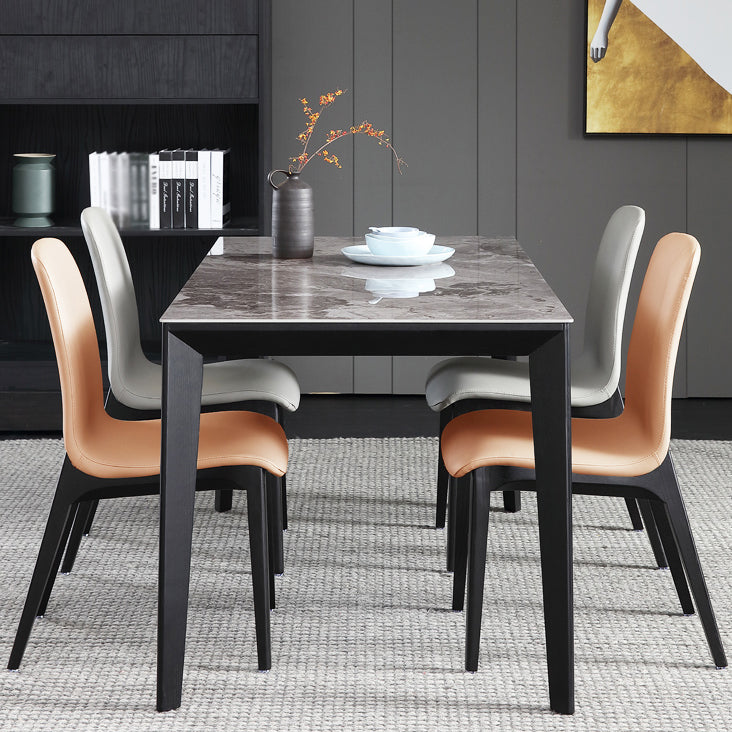 Sintered Stone Grey Tone Table Mid-Century 4 Legs Table for Dining Room Clearhalo ' dining_table' 'Dining Tables & Seating' 'Dining Tables' 'furn' 'furn_dining_table' 'Furniture' 'furniture_dining_table' 'Kitchen & Dining Furniture' 'kitchen&dining_furn' 'kitchen' 'kitchen_dining_table' 4247614