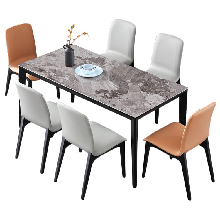 Sintered Stone Grey Tone Table Mid-Century 4 Legs Table for Dining Room Without Chairs Clearhalo ' dining_table' 'Dining Tables & Seating' 'Dining Tables' 'furn' 'furn_dining_table' 'Furniture' 'furniture_dining_table' 'Kitchen & Dining Furniture' 'kitchen&dining_furn' 'kitchen' 'kitchen_dining_table' 4247616