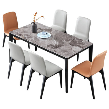 Sintered Stone Grey Tone Table Mid-Century 4 Legs Table for Dining Room Without Chairs Clearhalo ' dining_table' 'Dining Tables & Seating' 'Dining Tables' 'furn' 'furn_dining_table' 'Furniture' 'furniture_dining_table' 'Kitchen & Dining Furniture' 'kitchen&dining_furn' 'kitchen' 'kitchen_dining_table' 4247616