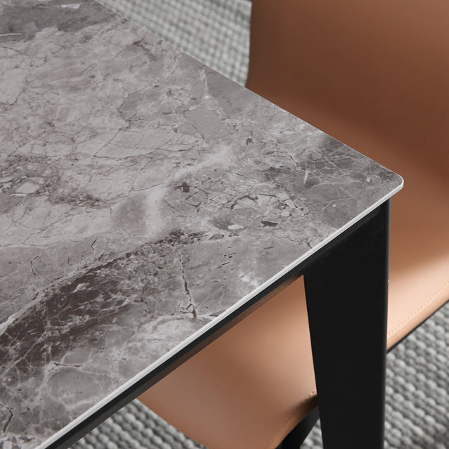 Sintered Stone Grey Tone Table Mid-Century 4 Legs Table for Dining Room Clearhalo ' dining_table' 'Dining Tables & Seating' 'Dining Tables' 'furn' 'furn_dining_table' 'Furniture' 'furniture_dining_table' 'Kitchen & Dining Furniture' 'kitchen&dining_furn' 'kitchen' 'kitchen_dining_table' 4247617