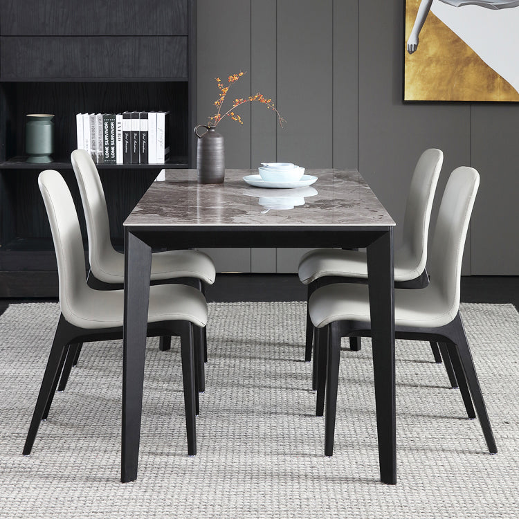 Sintered Stone Grey Tone Table Mid-Century 4 Legs Table for Dining Room Clearhalo ' dining_table' 'Dining Tables & Seating' 'Dining Tables' 'furn' 'furn_dining_table' 'Furniture' 'furniture_dining_table' 'Kitchen & Dining Furniture' 'kitchen&dining_furn' 'kitchen' 'kitchen_dining_table' 4247618