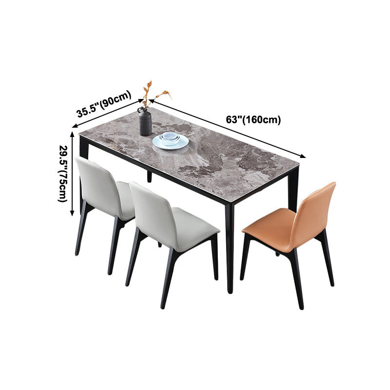 Sintered Stone Grey Tone Table Mid-Century 4 Legs Table for Dining Room Clearhalo ' dining_table' 'Dining Tables & Seating' 'Dining Tables' 'furn' 'furn_dining_table' 'Furniture' 'furniture_dining_table' 'Kitchen & Dining Furniture' 'kitchen&dining_furn' 'kitchen' 'kitchen_dining_table' 4247622