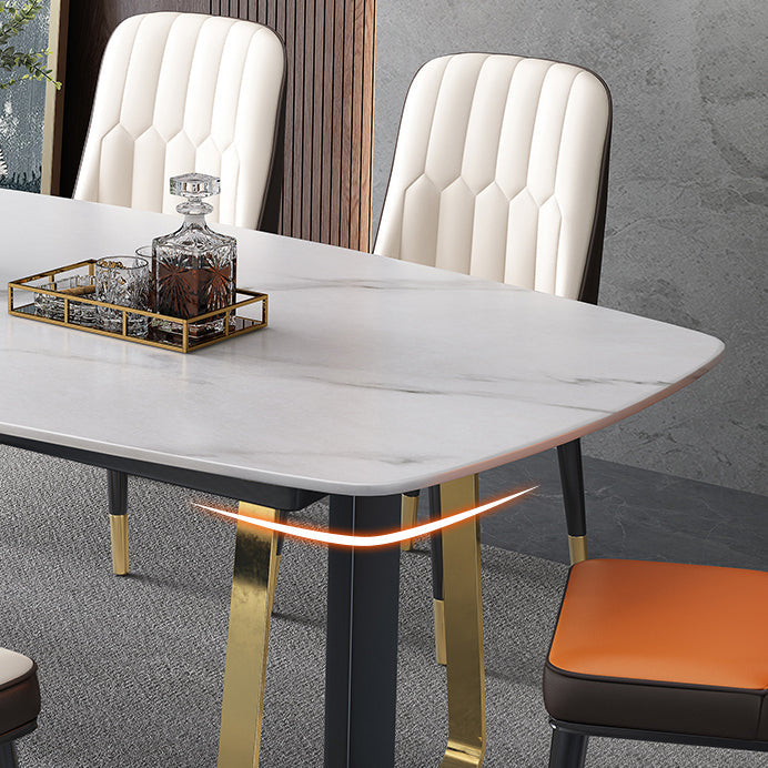 Luxury Sintered Stone Dining Table Rectangle Kitchen Table with Double Pedestal Clearhalo ' dining_table' 'Dining Tables & Seating' 'Dining Tables' 'furn' 'furn_dining_table' 'Furniture' 'furniture_dining_table' 'Kitchen & Dining Furniture' 'kitchen&dining_furn' 'kitchen' 'kitchen_dining_table' 4247638