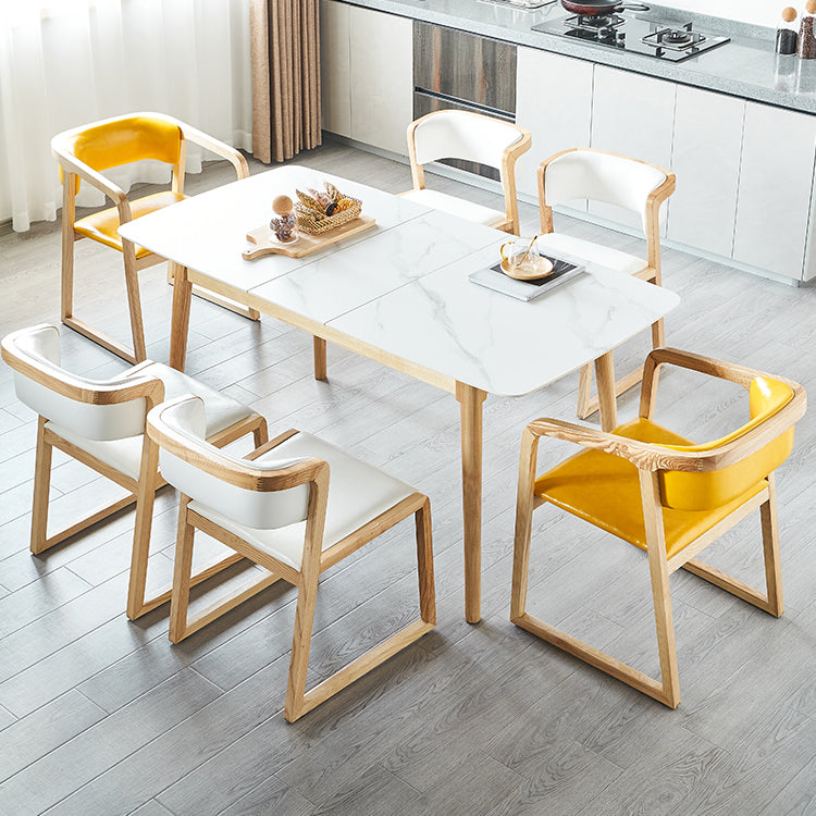 Minimalist Sintered Stone Dining Table White Extendable Dining Table for Kitchen Clearhalo ' dining_table' 'Dining Tables & Seating' 'Dining Tables' 'furn' 'furn_dining_table' 'Furniture' 'furniture_dining_table' 'Kitchen & Dining Furniture' 'kitchen&dining_furn' 'kitchen' 'kitchen_dining_table' 4247674