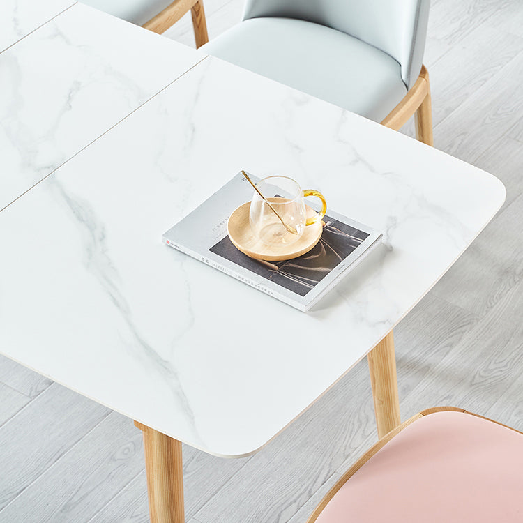 Minimalist Sintered Stone Dining Table White Extendable Dining Table for Kitchen Clearhalo ' dining_table' 'Dining Tables & Seating' 'Dining Tables' 'furn' 'furn_dining_table' 'Furniture' 'furniture_dining_table' 'Kitchen & Dining Furniture' 'kitchen&dining_furn' 'kitchen' 'kitchen_dining_table' 4247676