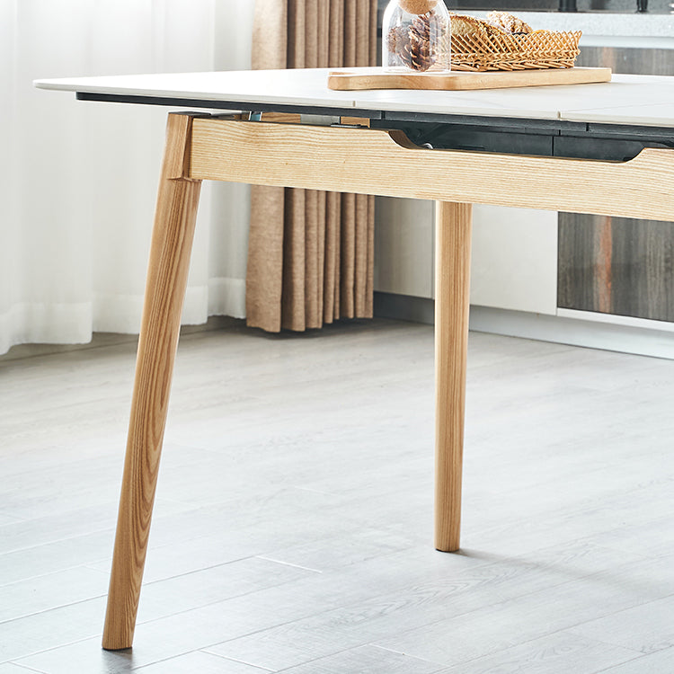 Minimalist Sintered Stone Dining Table White Extendable Dining Table for Kitchen Clearhalo ' dining_table' 'Dining Tables & Seating' 'Dining Tables' 'furn' 'furn_dining_table' 'Furniture' 'furniture_dining_table' 'Kitchen & Dining Furniture' 'kitchen&dining_furn' 'kitchen' 'kitchen_dining_table' 4247679