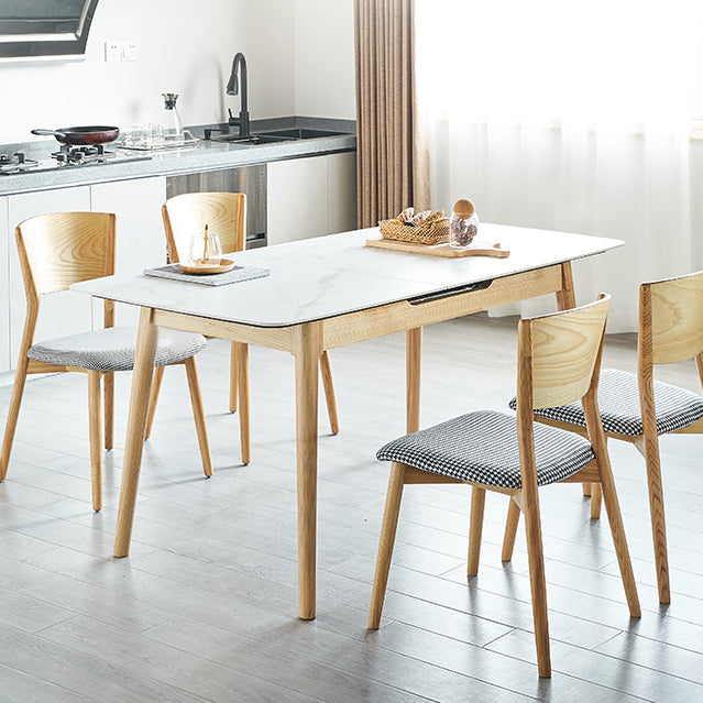 Minimalist Sintered Stone Dining Table White Extendable Dining Table for Kitchen Clearhalo ' dining_table' 'Dining Tables & Seating' 'Dining Tables' 'furn' 'furn_dining_table' 'Furniture' 'furniture_dining_table' 'Kitchen & Dining Furniture' 'kitchen&dining_furn' 'kitchen' 'kitchen_dining_table' 4247681