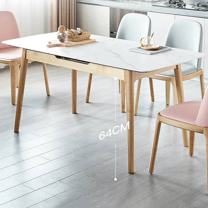 Minimalist Sintered Stone Dining Table White Extendable Dining Table for Kitchen Clearhalo ' dining_table' 'Dining Tables & Seating' 'Dining Tables' 'furn' 'furn_dining_table' 'Furniture' 'furniture_dining_table' 'Kitchen & Dining Furniture' 'kitchen&dining_furn' 'kitchen' 'kitchen_dining_table' 4247683